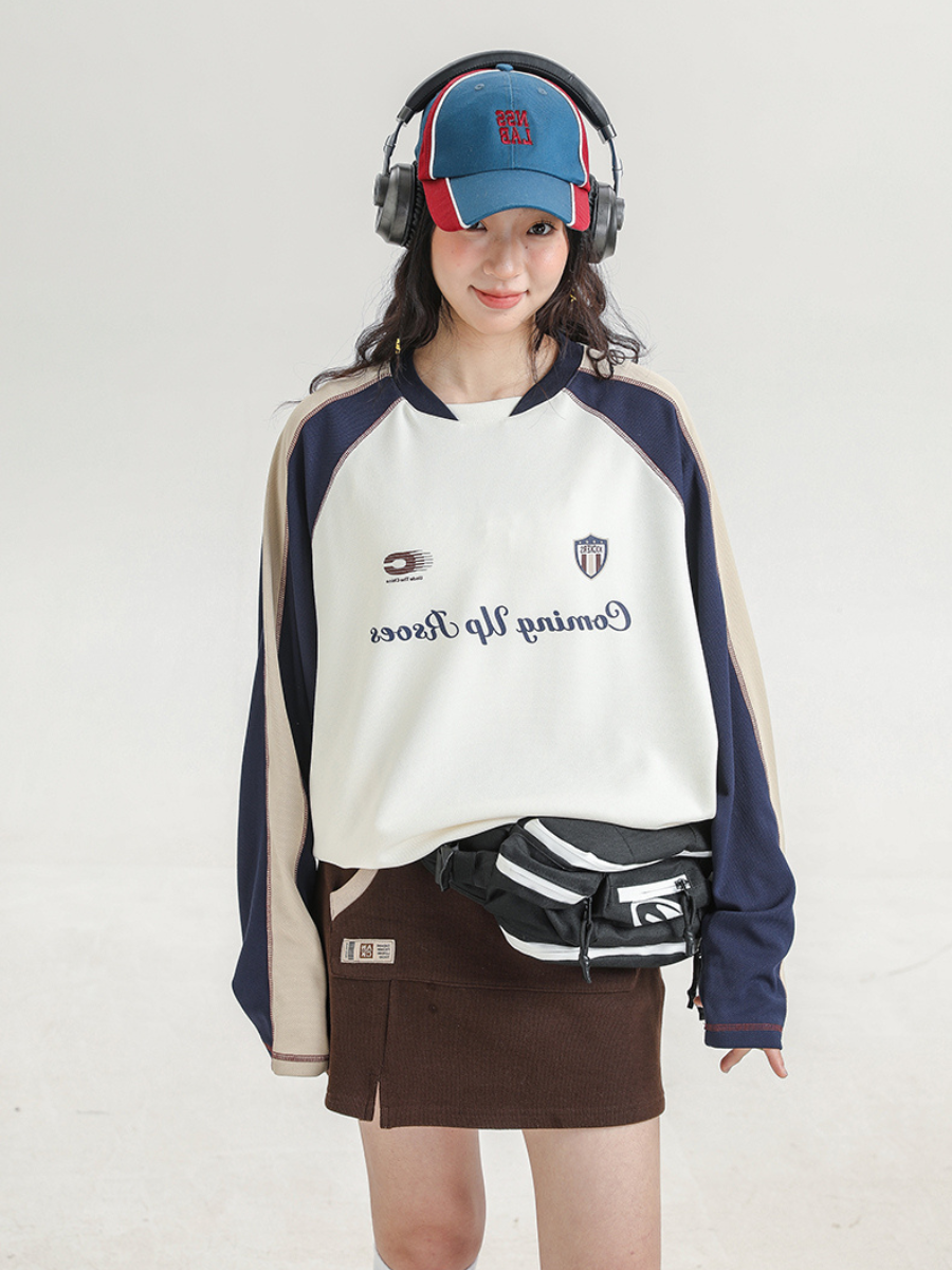 Sporty Contrast Color Long Sleeve T-Shirt