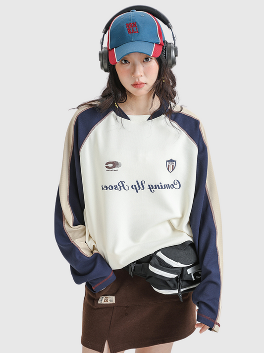Sporty Contrast Color Long Sleeve T-Shirt