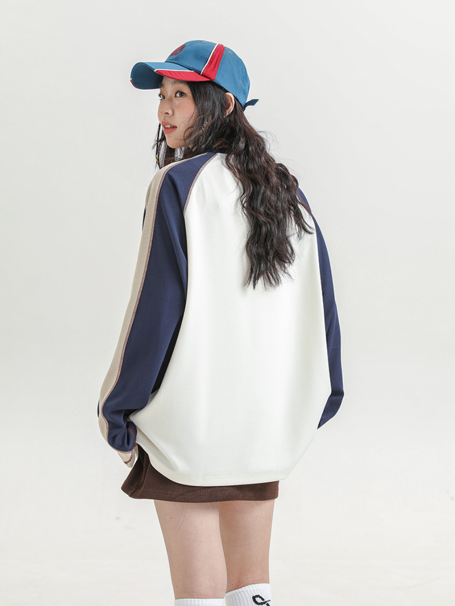 Sporty Contrast Color Long Sleeve T-Shirt