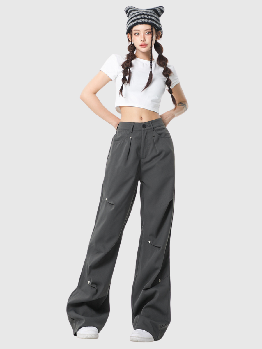 Street Rivet Thin Straight Pants