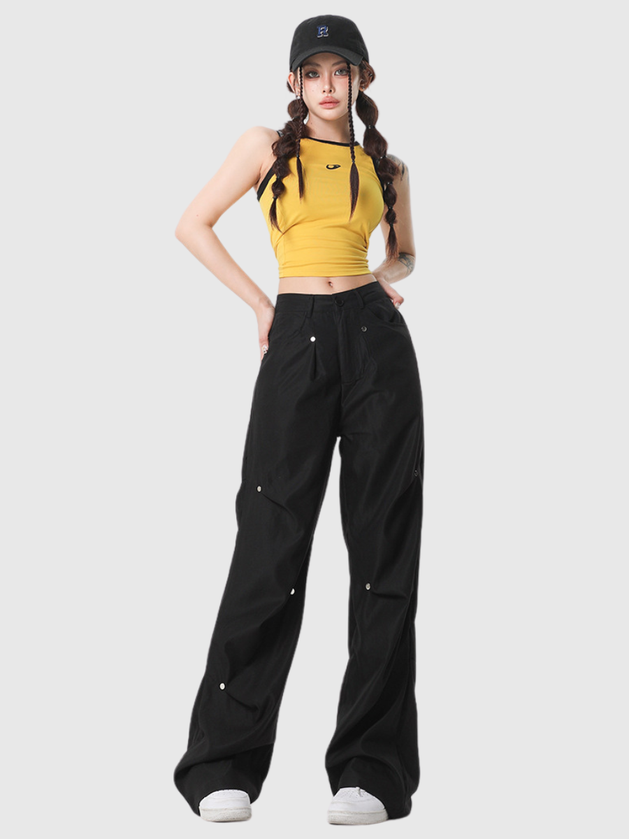 Street Rivet Thin Straight Pants