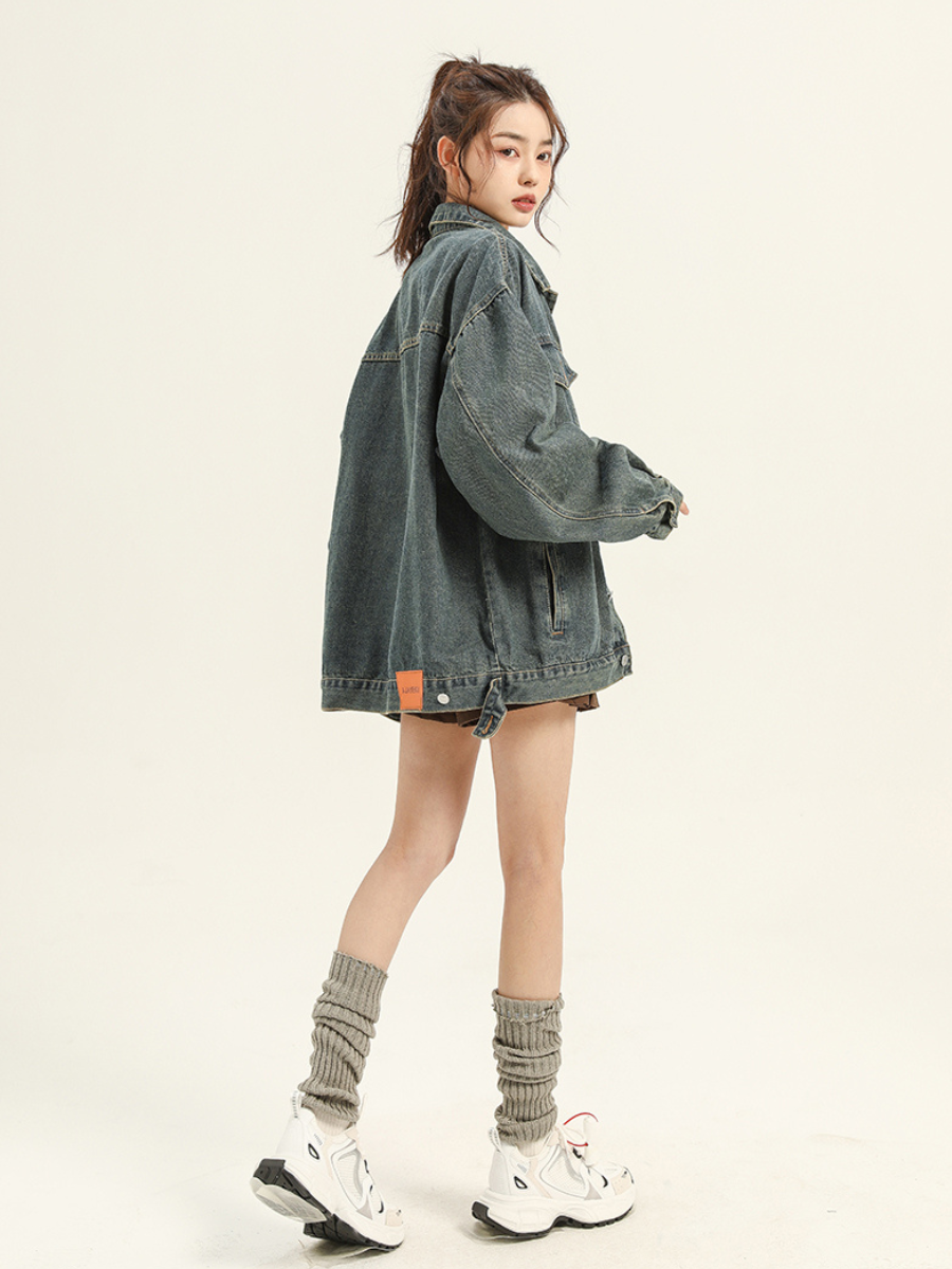 Street Vintage Washed Denim Jacket