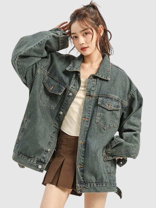 Street Vintage Washed Denim Jacket