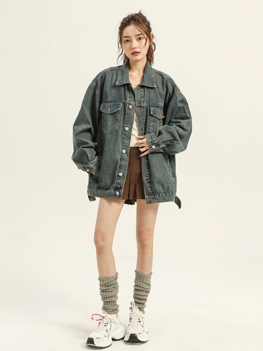 Street Vintage Washed Denim Jacket