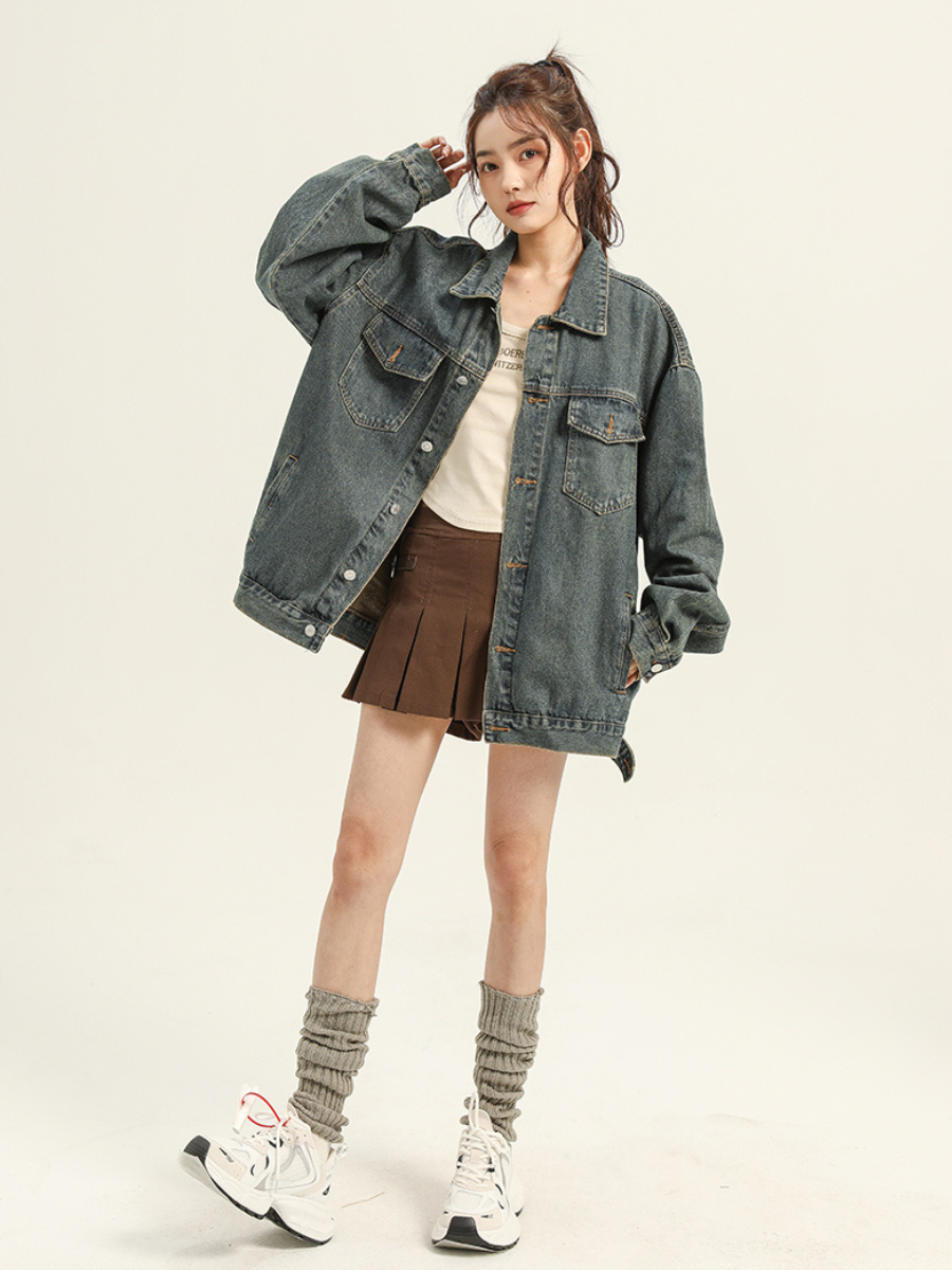 Street Vintage Washed Denim Jacket