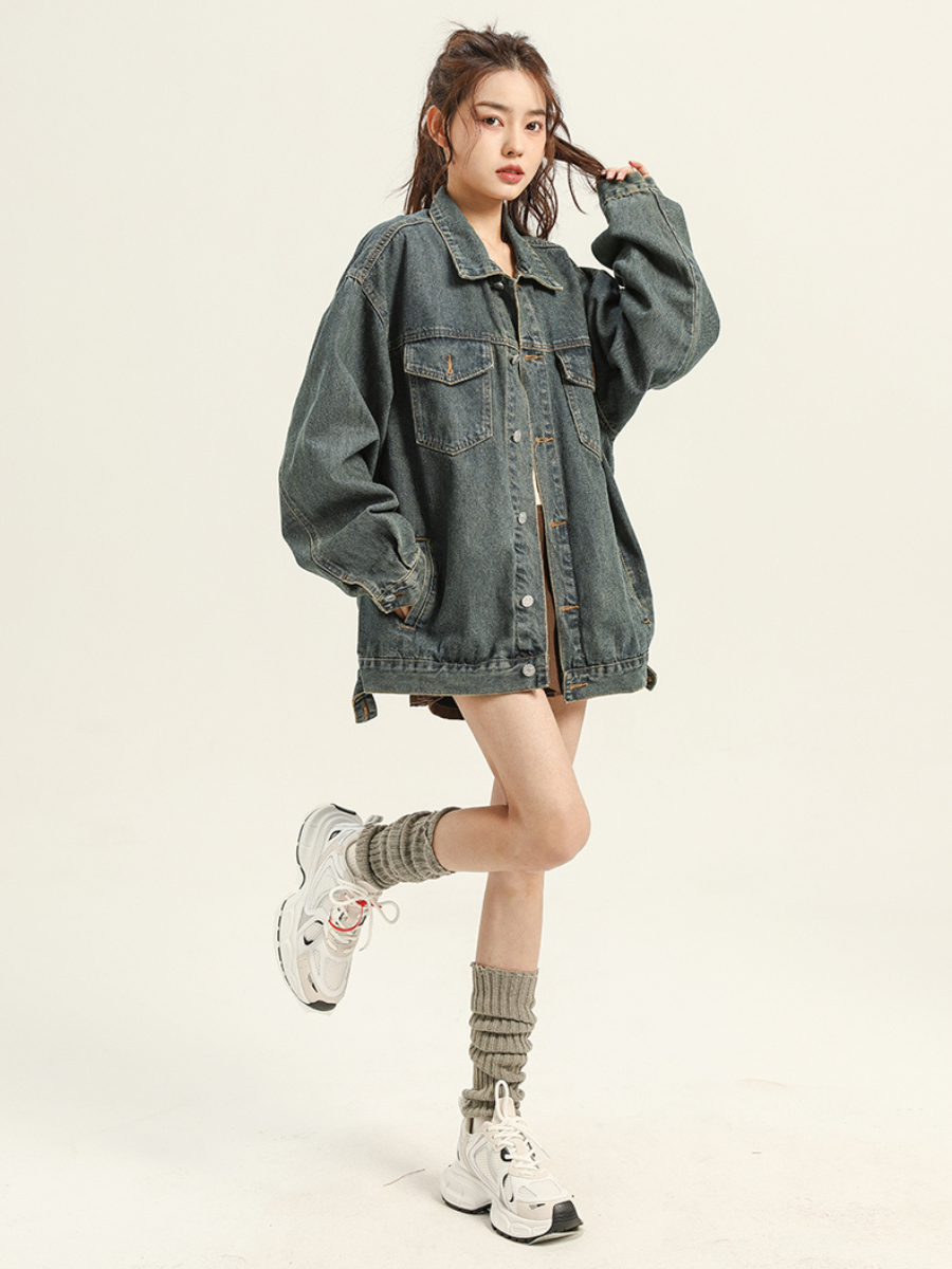 Street Vintage Washed Denim Jacket