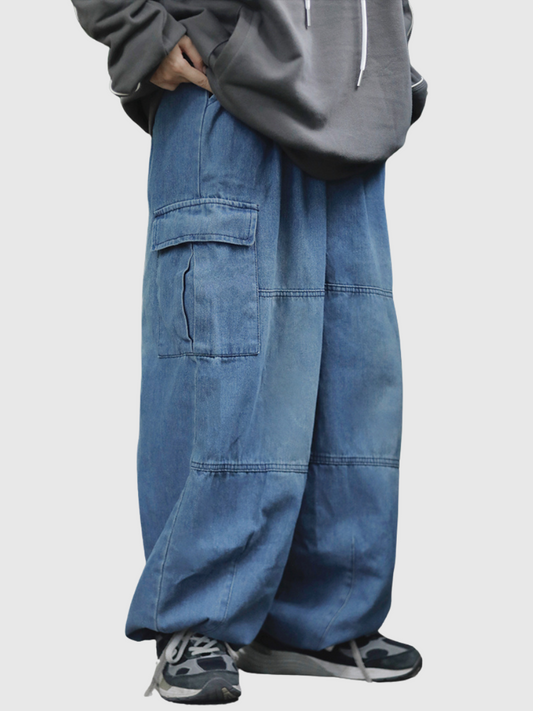 Vintage Washed Loose Wide-Leg Jeans