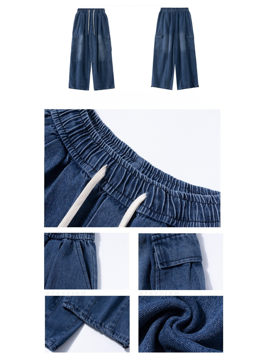 Vintage Washed Loose Wide-Leg Jeans