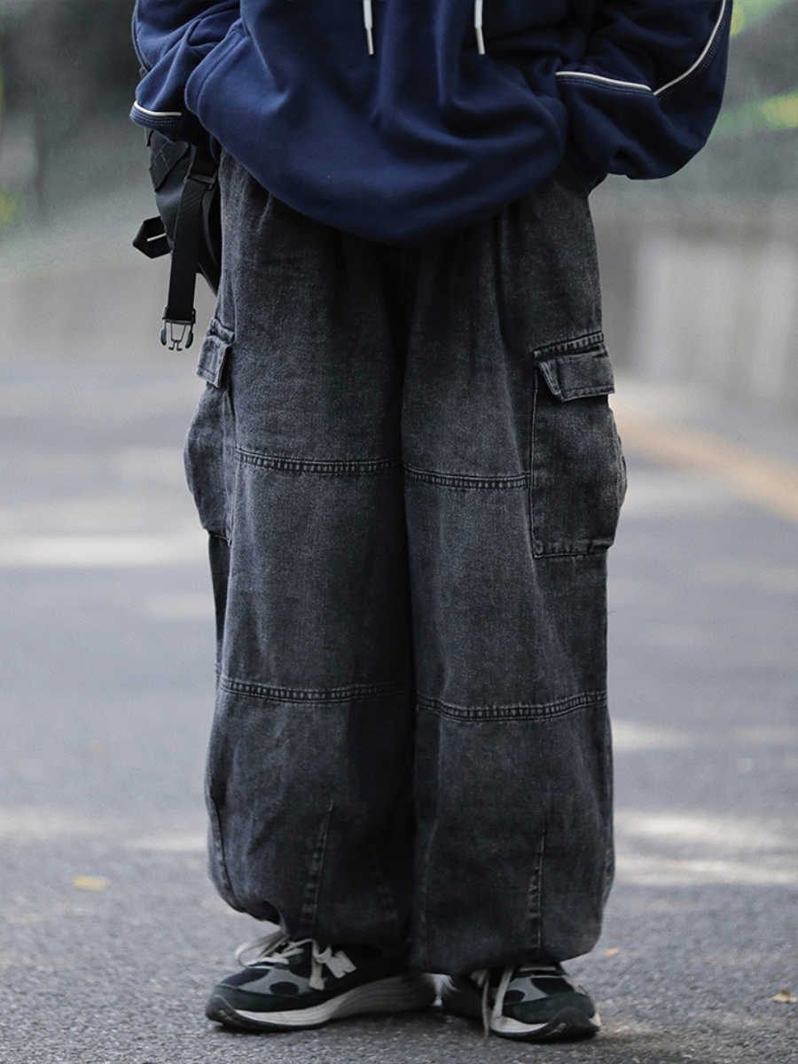 Vintage Washed Loose Wide-Leg Jeans